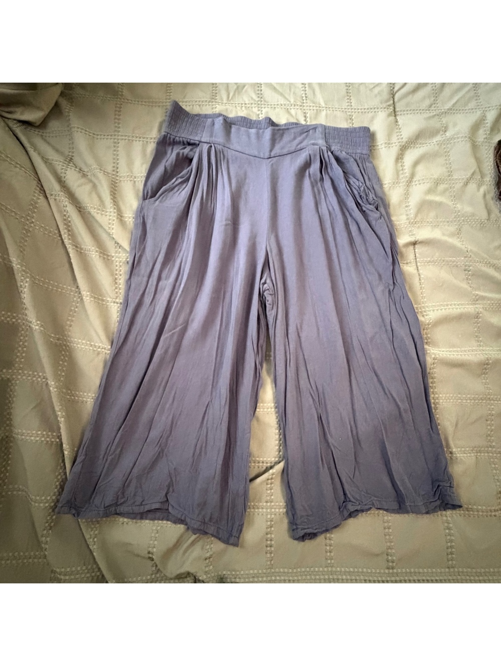 Time and Tru Women's Wide Leg Rayon Pants XL Blue, Culottes, Boho